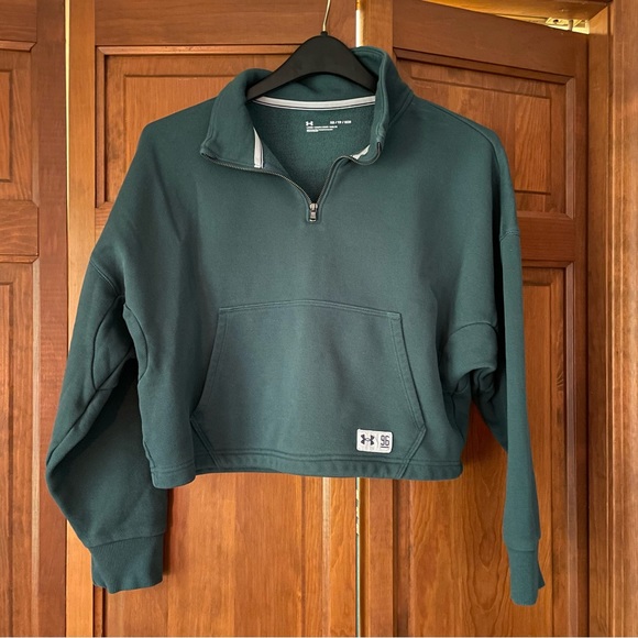 Under Armour Half Zip Cropped Pullover Sweatshirt - Picture 1 of 11
